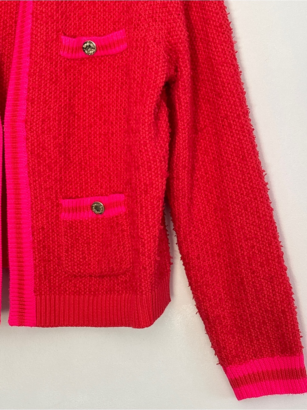 Lilly Pulitzer Nalayna Bouclé Cardigan Size XL Fuzzy Preppy Pocket Cozy Layering - Picture 4 of 16